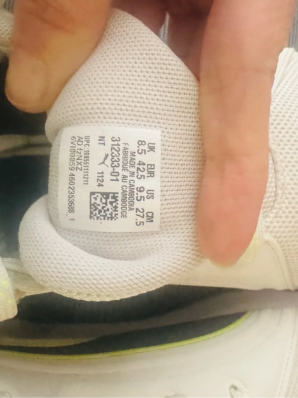 Puma Off-White Athletic Sneakers with Lime Highlights